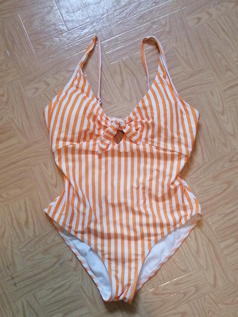Trendsetter Orange & White Stripe One Piece Bathing Suit